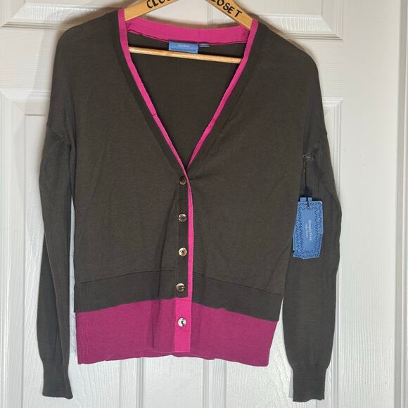 Simply Vera Wang Size Small Pink Lace Cardigan  Mother of Pearl Buttons  Y2K - Picture 10 of 11